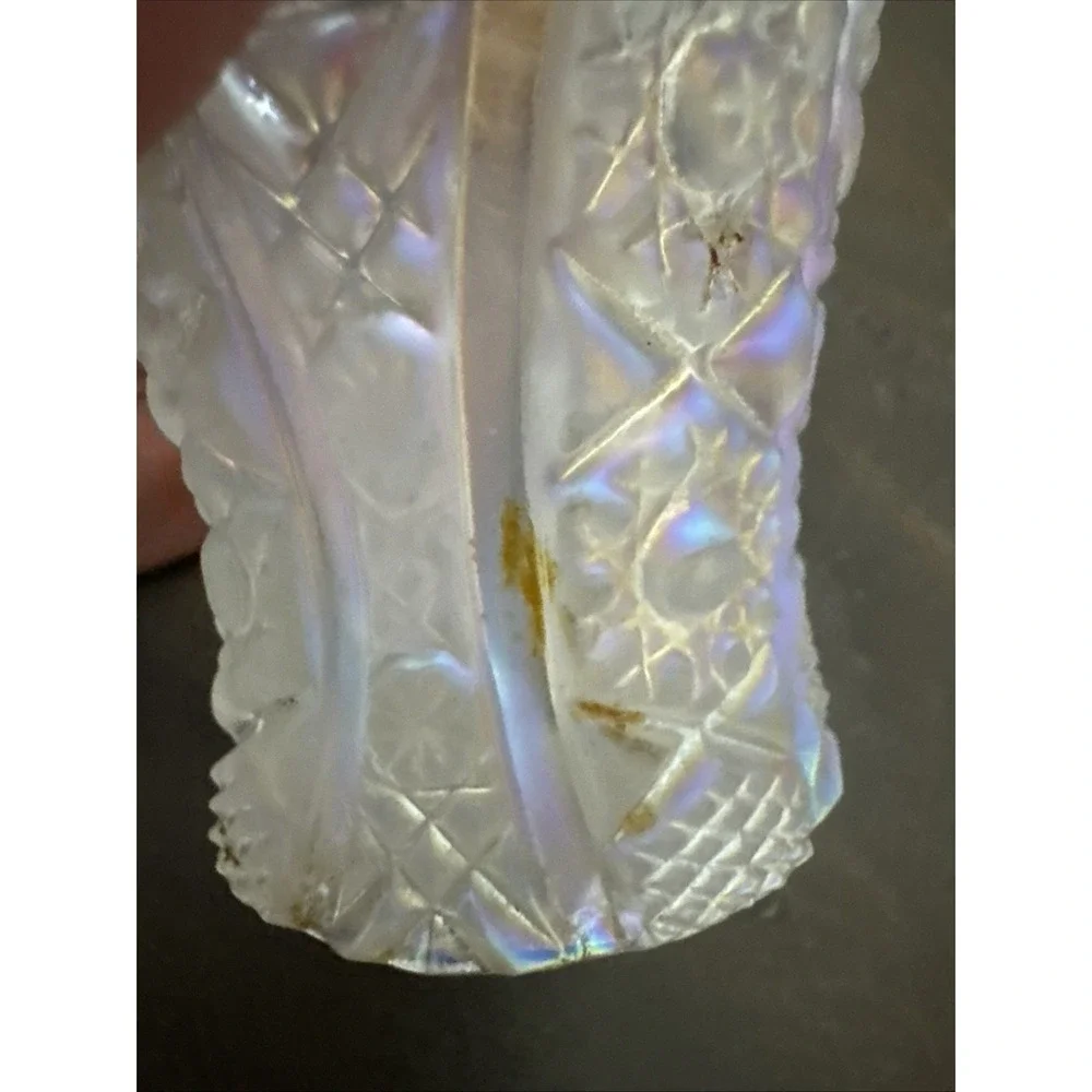 Vintage Fenton Opalescent Carnival Glass Daisy Button Salt Pepper Shaker Set 3